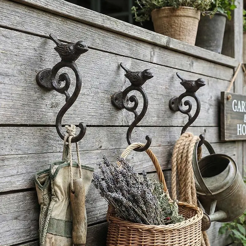 New【Creative Rustic Cast Iron Wall Hook Decor Heavy Duty Wall Mounted Rack Sturdy Rust Proof Entryway Key Organizer Living Room】