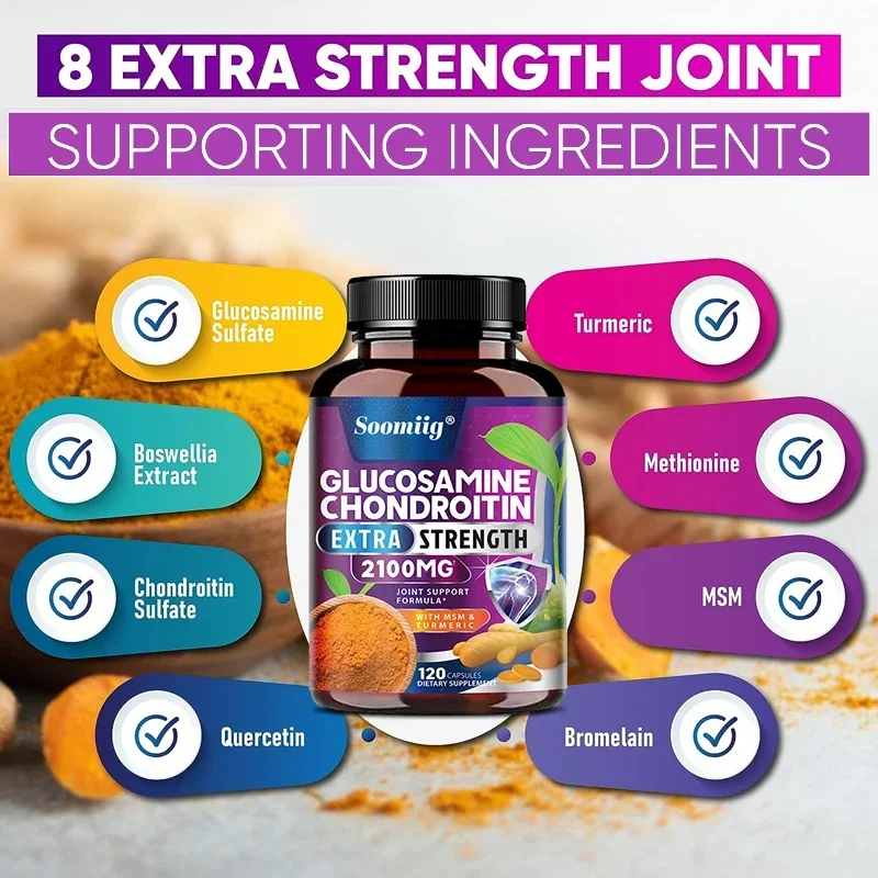 Glucosamine Extra Strength 2100MG, Chondroitin-Turmeric Natural Joint Support for Flexibility and Comfort