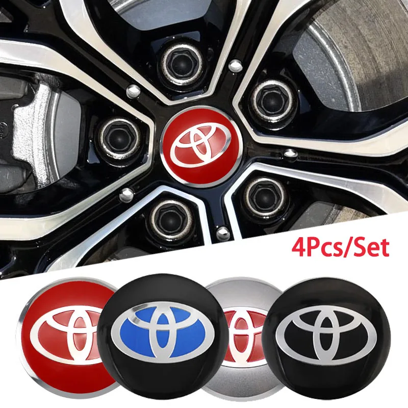 4pcs Car Wheel Stickers 56mm Auto Center Hub Cap Decal For Toyota Gazoo Racing Corolla Yaris Chr Auris Rav4 Prius Prado Avensis