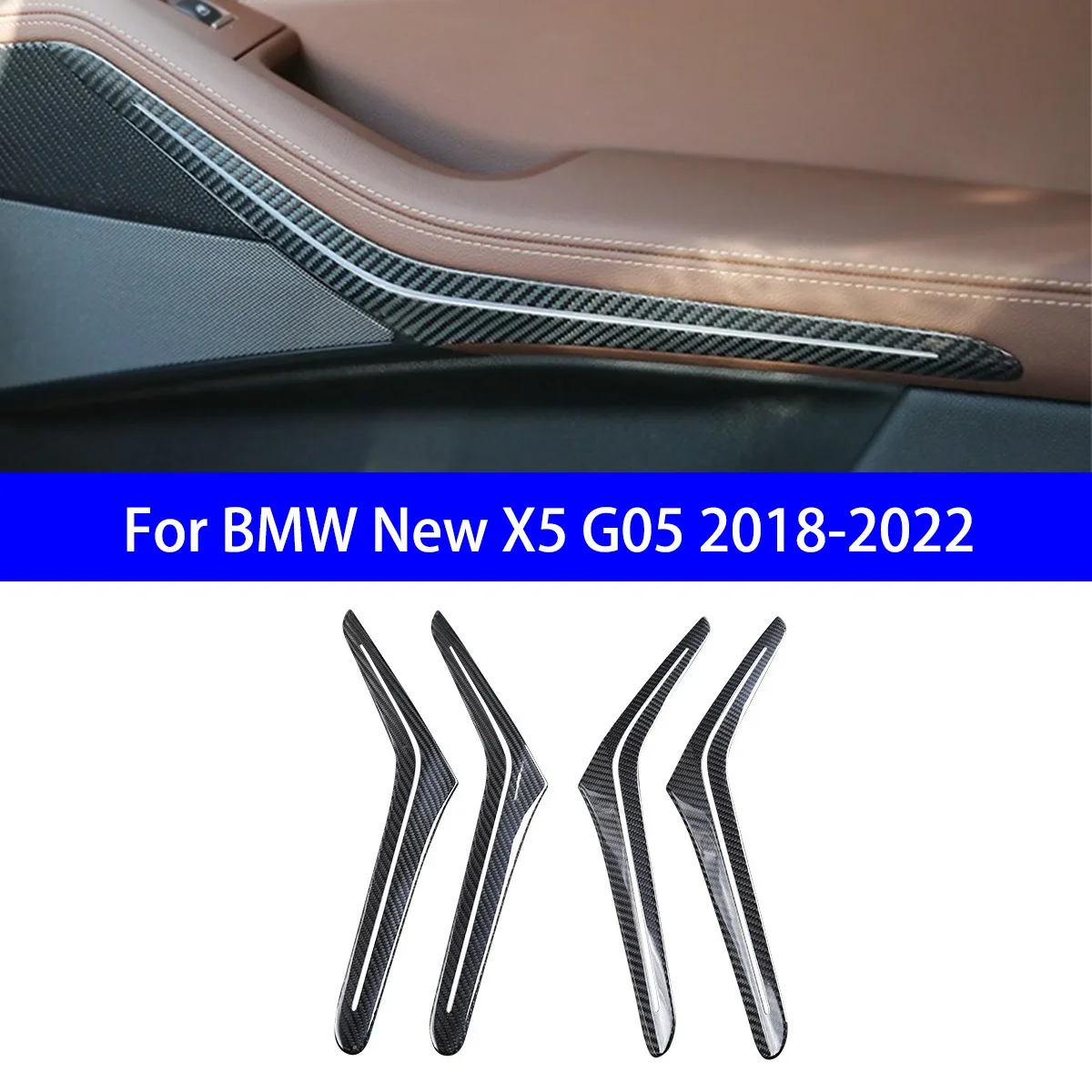 

Подходит для BMW New X5 G05 2018-2022 гг., внутренняя дверная ручка из сухого углеродного волокна, полоса окружающего освещения