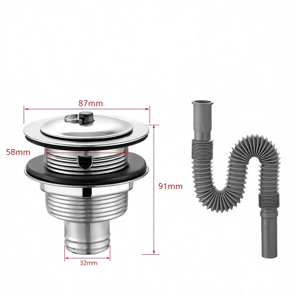 Durable Stainless Steel Mop Sink Strainer For Old Basin Overflow Drain Pipe Fitting Replacement Bathroom Kitchen Sink Accessory