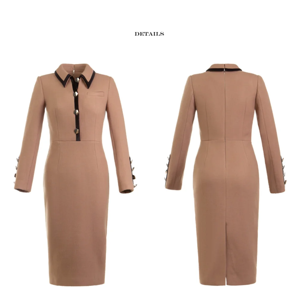 High End Wool Tweed Celebrity Temperament Professional Dress Female Slim Autumn And Winter Waist Closing Banquet Dress