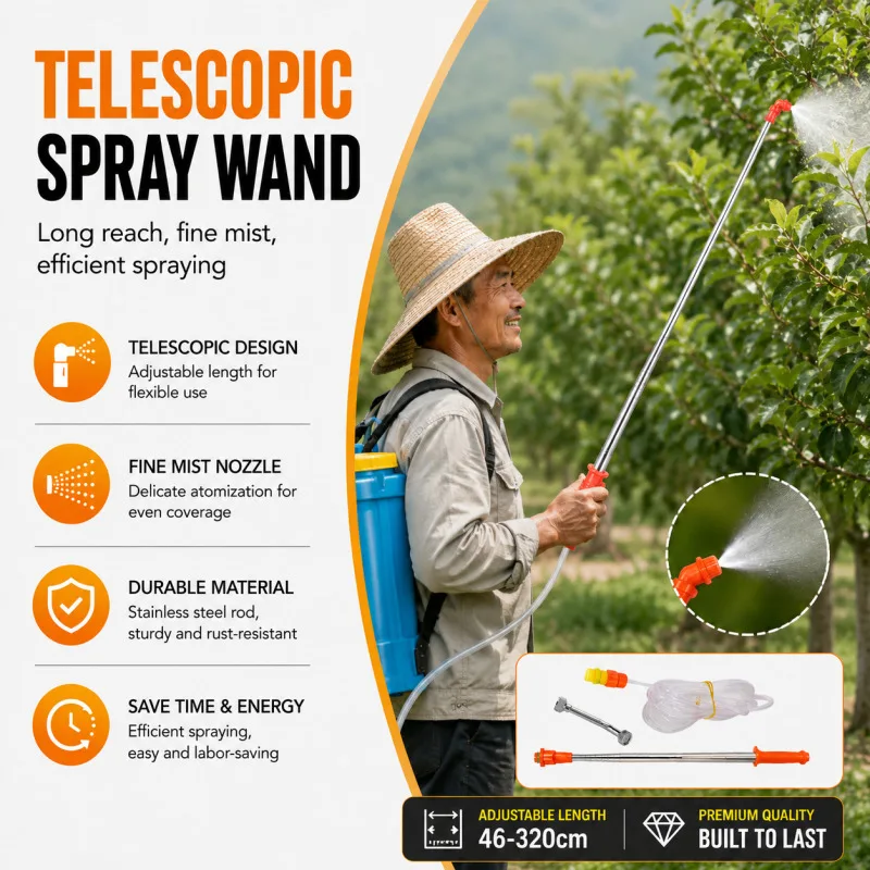 2.3/2.6/3.6/4.2m Telescopic Electric Sprayer Gardening Spraying Hose Accessories stainless steel material  for Garden Yard Lawn