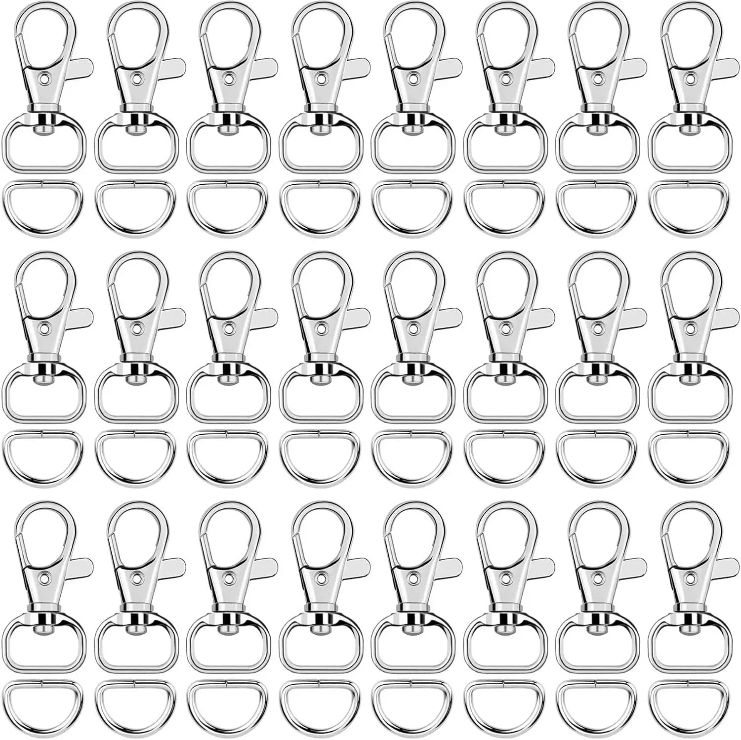 15/25/50 Sets Keychain Clip Hooks with D Rings