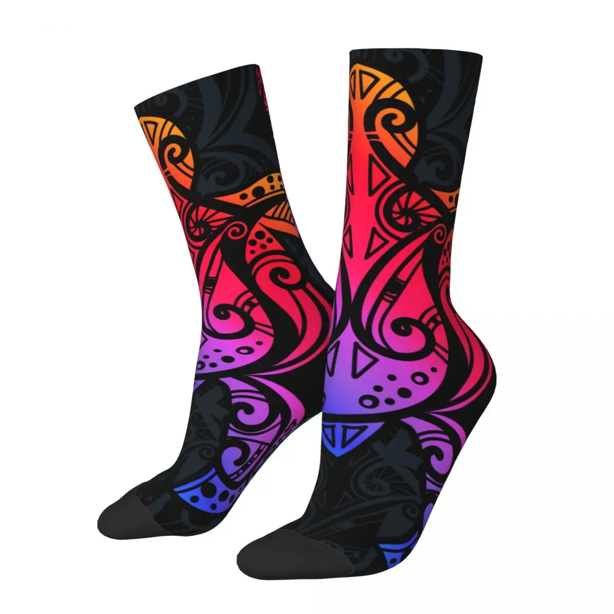 Funny Crazy Sock for Men Sea Turtle Hip Hop Vintage Maori Happy Pattern Printed Boys Crew Sock Casual Gift