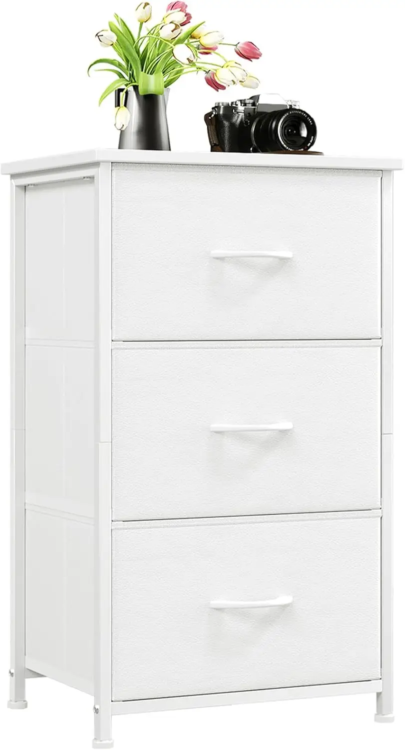 

Dresser for Bedroom with 3 Drawers, Storage Organizer Chest of Drawers with Removable Fabric Bins for Closet Bedside Living R