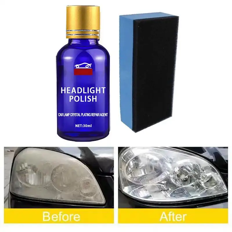 Car Headlight Repair Fluid Instant Renewal 30ML Cleaner Restorer With Sponge Repair Polish Cleaner Auto Headlight Restoration