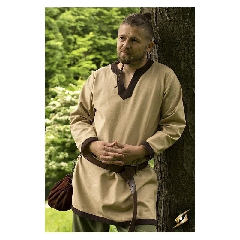 Medieval Costume Robe Men Shirt Long Sleeve Loose Robe Vikings Celtics Cosplay Tunic Pirate Warrior Knight Male Tops S-5XL