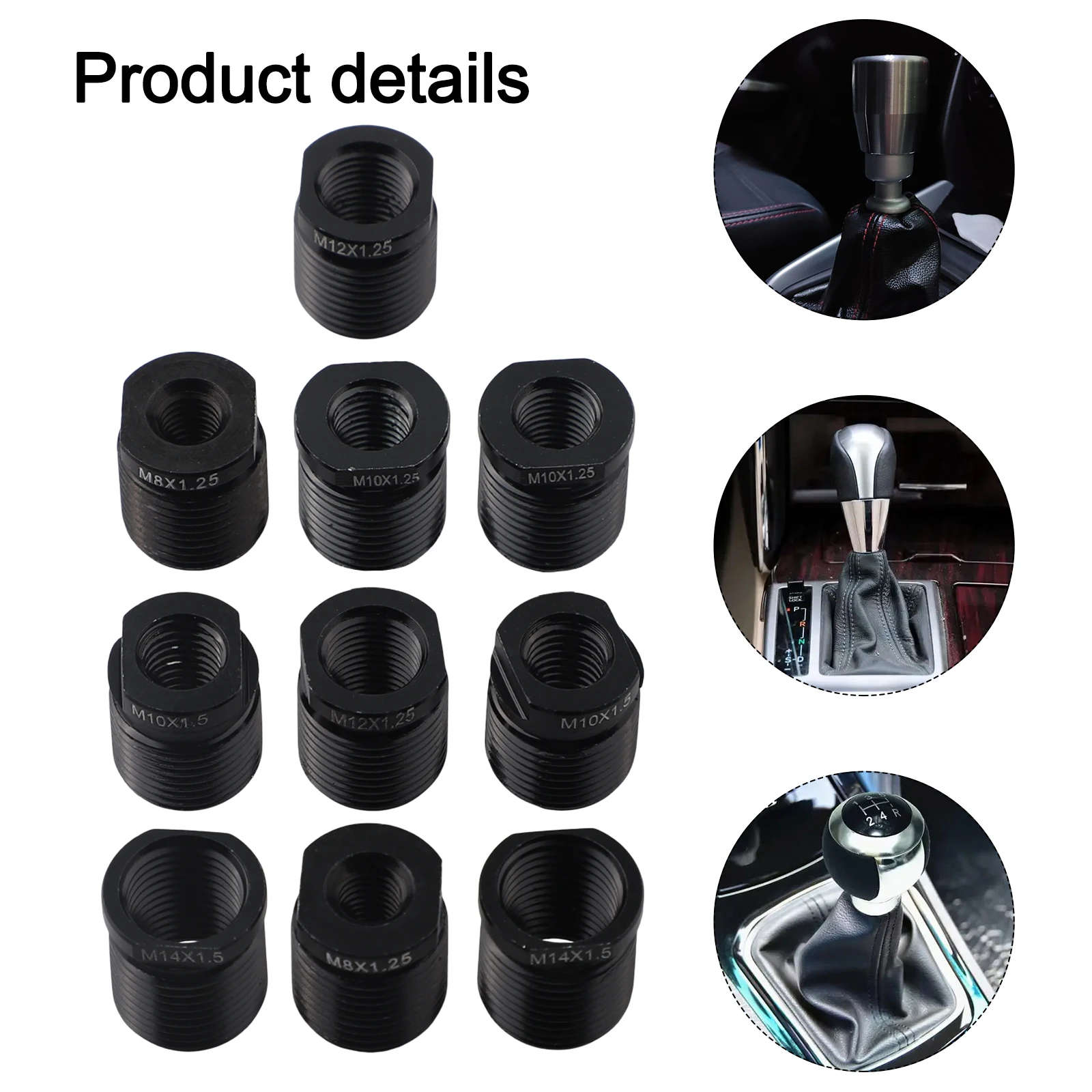 Car Interior Upgrade Gear Shift Knob Adapter 12*1.25 No Modification Required Sleek Black Finish Temperature Resistant Design