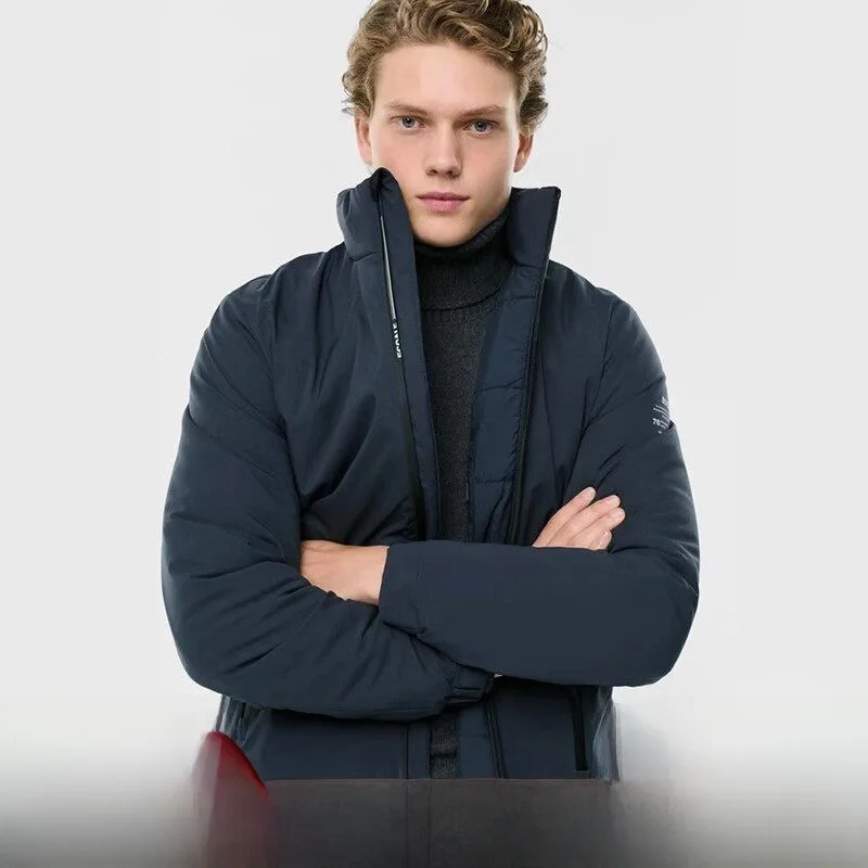 

Мужская модная повседневная хлопковая куртка премиум-класса: теплая, экологичная, утолщенная, с воротником-стойкой, осенне-зимняя