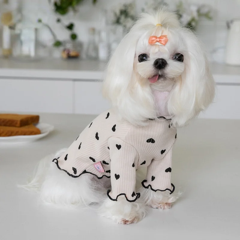Ropa interior bordada para mascotas, chaleco para el hogar, oso, Waffle, perro, gato, Yorkshire, Schnauzer, maltés, otoño e invierno, Año Nuevo,