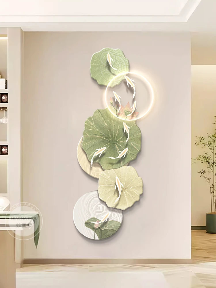 Nine Fish Painting Decoration Corridor Corridor Cream Wind Belt LED Light Mural Simple and Fresh Hanging Painting