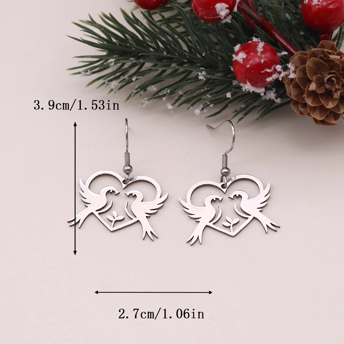 Kinitial Hummingbird Birds Leaves Drop Earrings For Women Stainless Steel Animal Dangle Earring Ear Accessories Jewelry Gifts