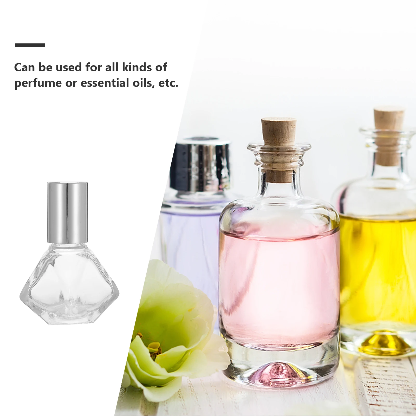 

12pcs 8ML Glass Essential Oil Bottles Silver Cap Steel Ball Travel Kit Roll-on Containers Aromatherapy Perfume Storage