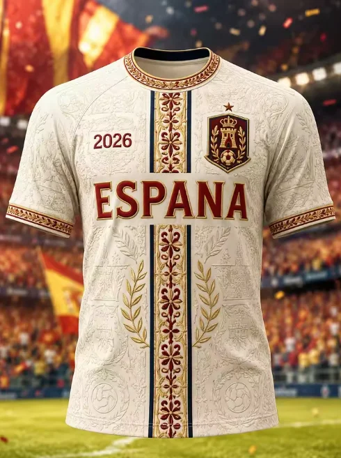 2026 Spanish 3D Printed Football Jersey Sports T-shirt Men's Casual Streetwear Women's T-shirt Androgynous Y2K Tops Harajuku view 4