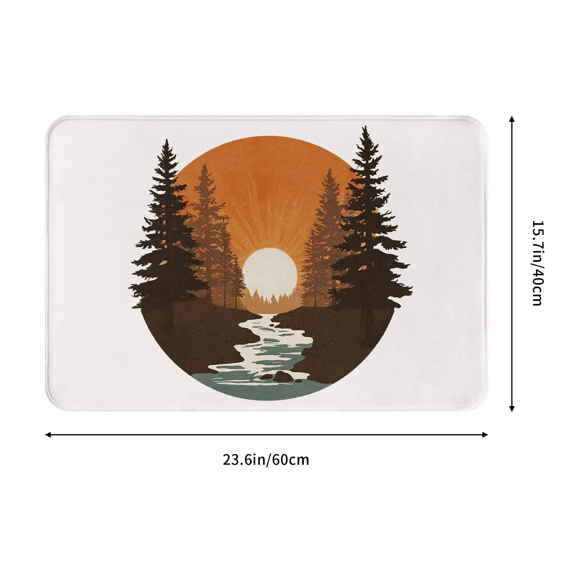 Minimalist river in the forest Non-slip Doormat Floor Mat Washable Carpet Rug for Kitchen Entrance Home Balcony Footpad Mats