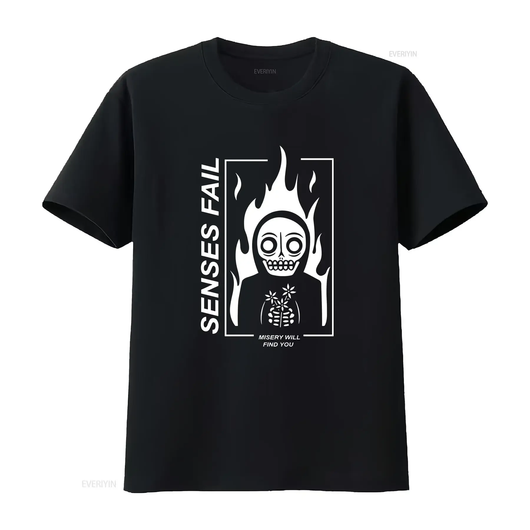 Senses Fail Misery Will Find You American Post hardcore T Shirt Holiday vintage Washed Stylish Top For Everyday Wear