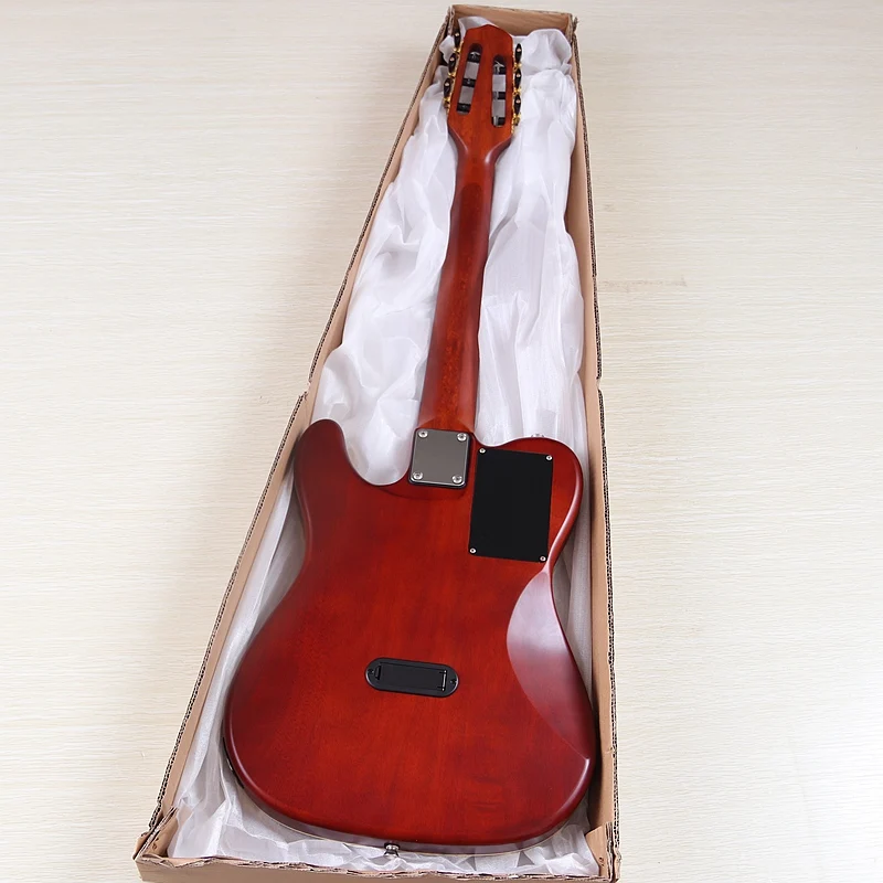 39inch Silent Classic Guitar 6 String Solid Spruce Top With Okoume Wood Back High Gloss Classic Silent Guitar With Pick Up