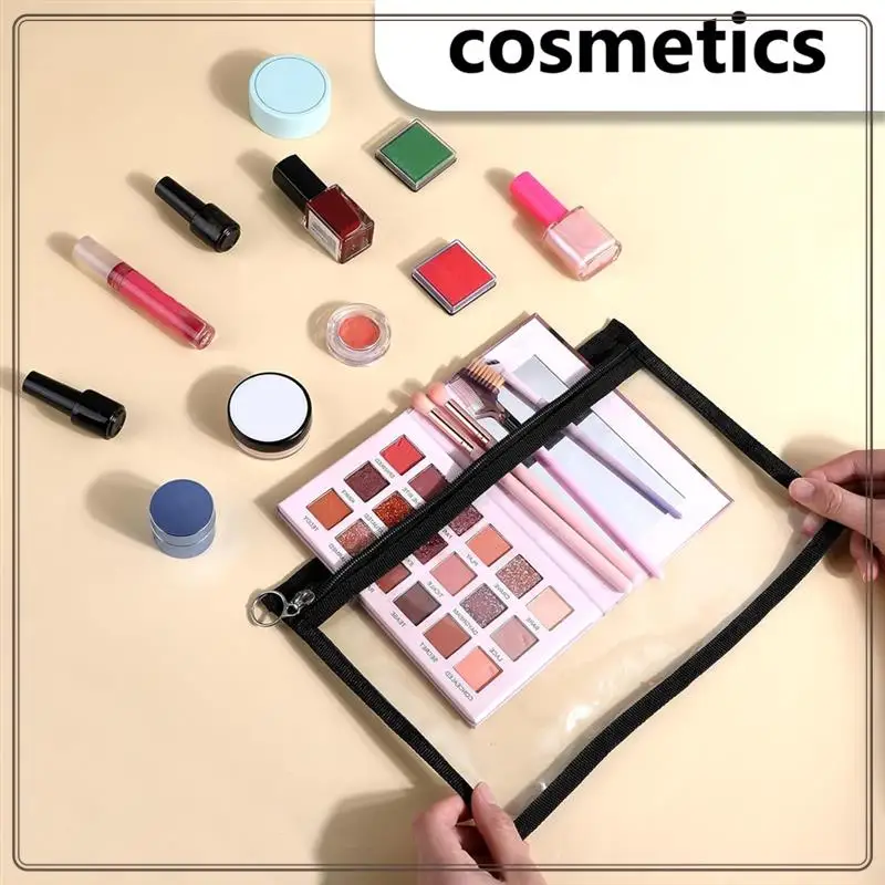 موثوقة-8 أكياس شفافة بسحاب PVC حقيبة مستحضرات التجميل المغلف تخزين أكياس بسحاب لتنظيم اللوازم المكتبية المنزلية، 8 سحاب شفاف با