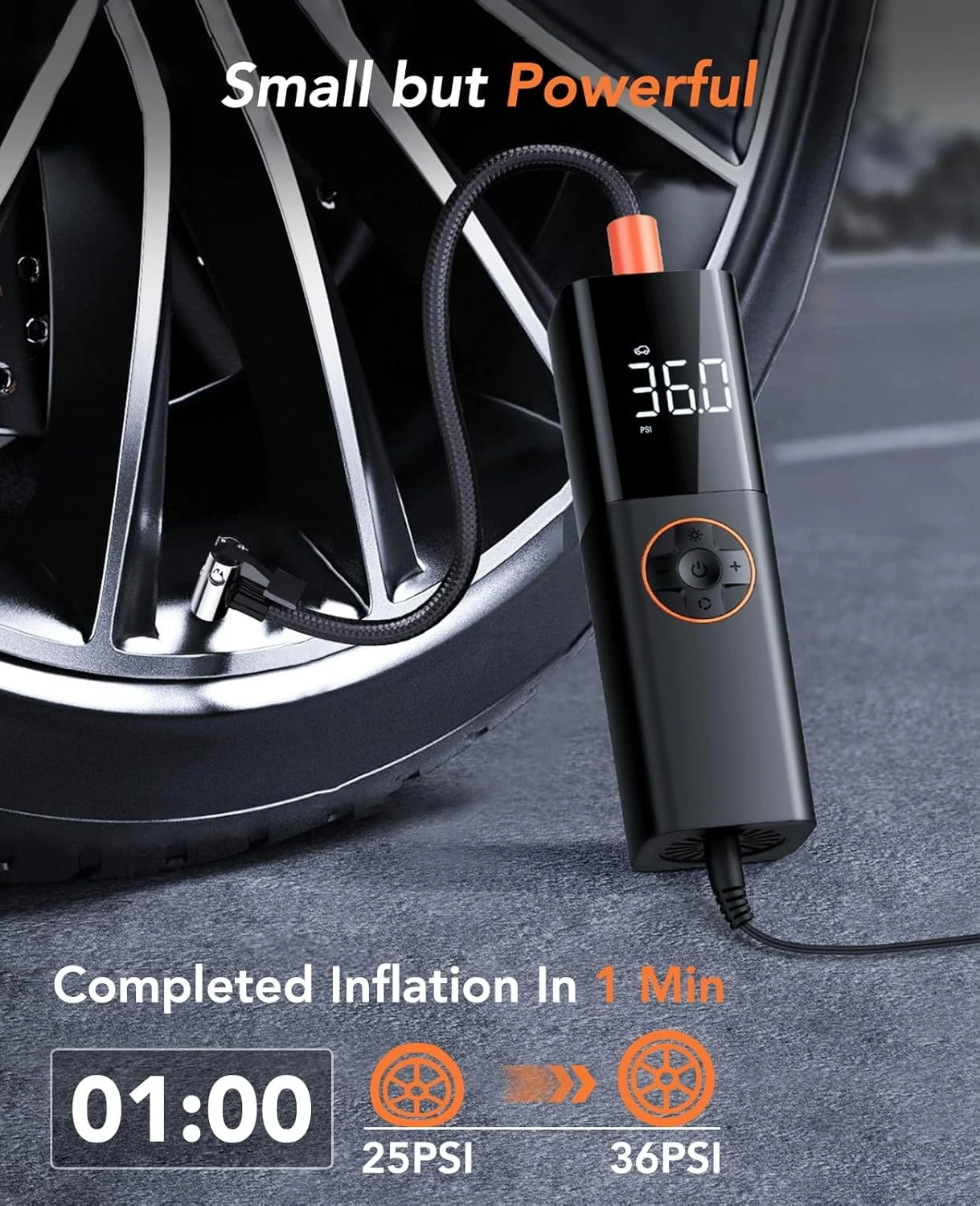 Portable Tire Inflator Air Compressor DC12V Mini Air Pump for Car Tires, 150PSI Electric Tire Pump, Auto Tire Inflator for Car