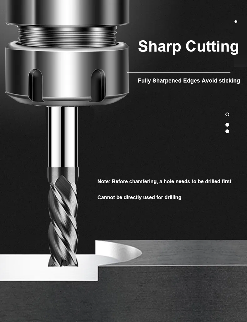 Shazam hrc55 4-flöte schwarz nano beschichtung flache fräser wolfram stahl karbid fräser cnc mechanische bearbeitung end fräser – Detail 3
