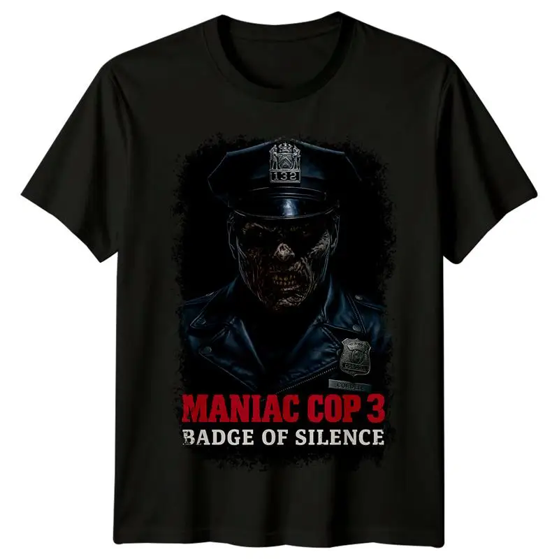 Maniac Cop 3 Badge of Silence 1992 Movie Poster  T shirt Retro 80s