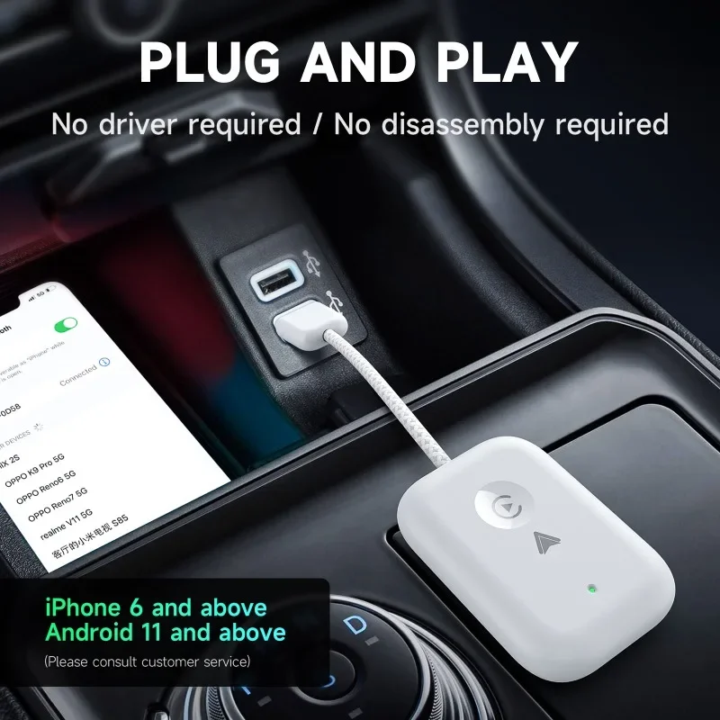 

2 в 1, проводной-беспроводной адаптер Carplay для Apple Dongle Plug&Play, простое подключение, супер мини-автомобильный игровой адаптер для встроенного автомобиля