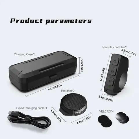 Мотоциклетная Bluetooth-гарнитура с шумоподавлением, водонепроницаемыми наушниками, пультом дистанционного управления и LED-д...