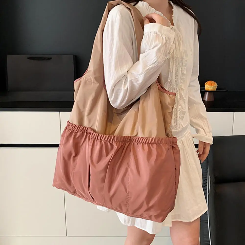 

Reusable Grocery Bag Large Capacity Shoulder Bag with Zipper Closure Eco-friendly Commuter Tote for Daily Travel