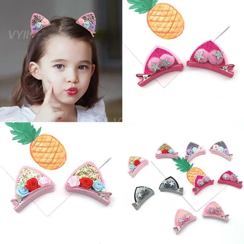 1~4SETS Headwear Soft Trendy Fashionable Headwear With Plush Cats Ears Accessories Soft Hair Clips Adorable Plush Cats Ears