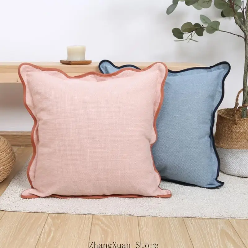 Polyester-Kissenbezug, 45 quadratisch, dekorativer Schonbezug mit Randbesatz für Stuhl, Sitz, Sofa, Akzent, 3 x – Detail 8