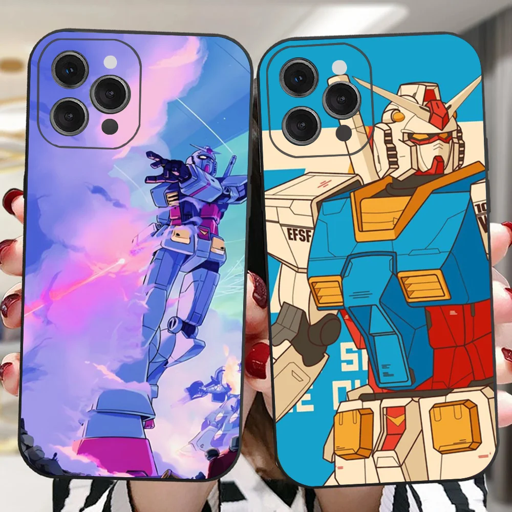 Classic Anime GUNDAM Phone Case For IPhone 16 15 14 13 Pro Max 11 12 Mini X Xs XR Se 2022 Black Silicone Cover