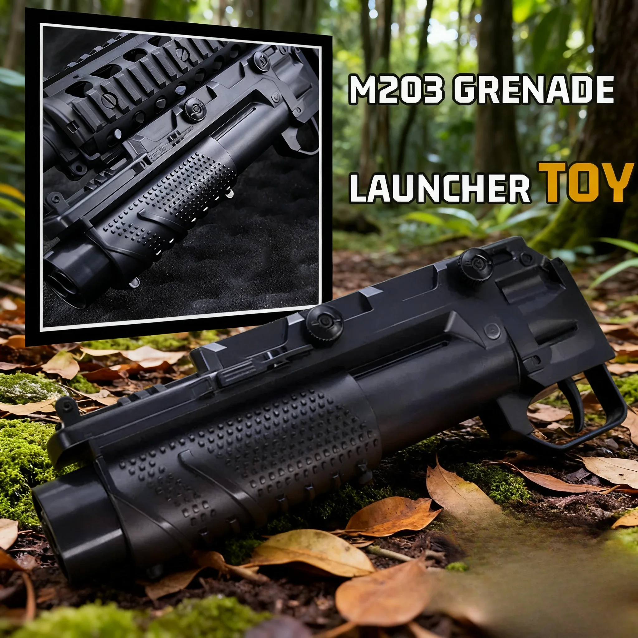 Professional M203 Grenade Launcher for M416 Gel Ball Blaster 20mm Foam Rocket Shell, CS Counter Strike Outdoor Sport Game Toy
