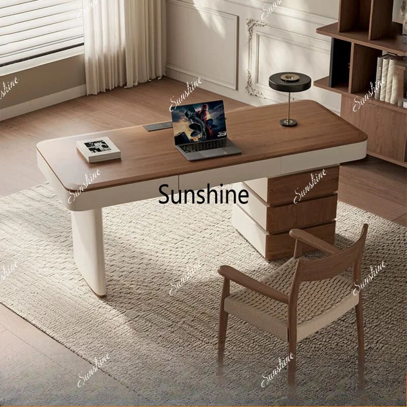 

Medieval style study desk, advanced sense workbench, solid wood large board computer desk