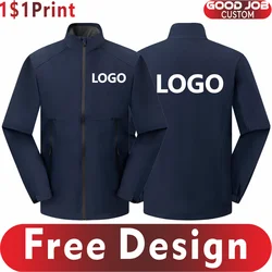 Outdoor Waterdichte Mannen Opstaande Kraag Jack Custom Logo Anti-Statische Jas Print Bedrijf Design Casual Sweatshirt Borduurwerk