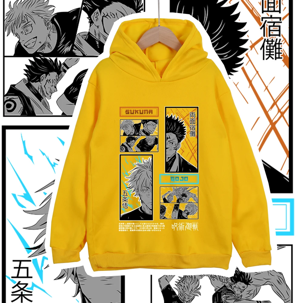 Kids Anime Hoodie Jujutsu Kaisen Gojo Sukuna Print Unisex Cotton Sweatshirt for Boys Girls 100 160cm Cartoon Casual Wear view 6