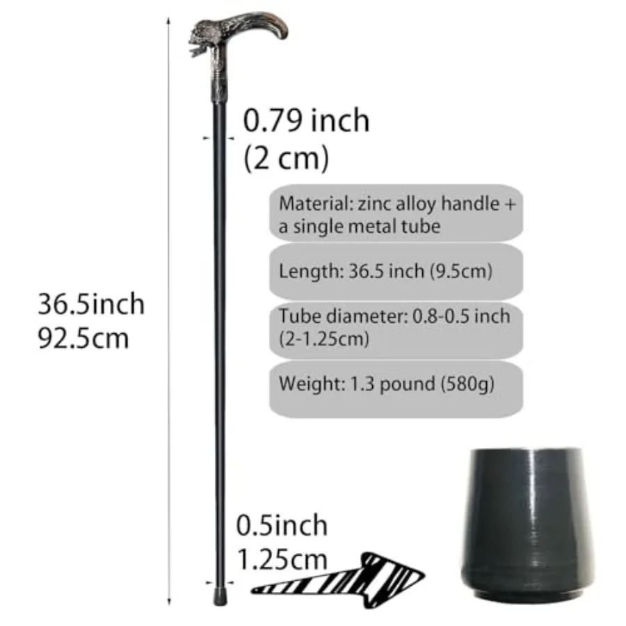 Walking Cane for Men and Women and Seniors - 36.5 Inch Heavy Duty 500+ lbs Capacity, Skull Ergonomic Handle, Decorative and Orn view 2