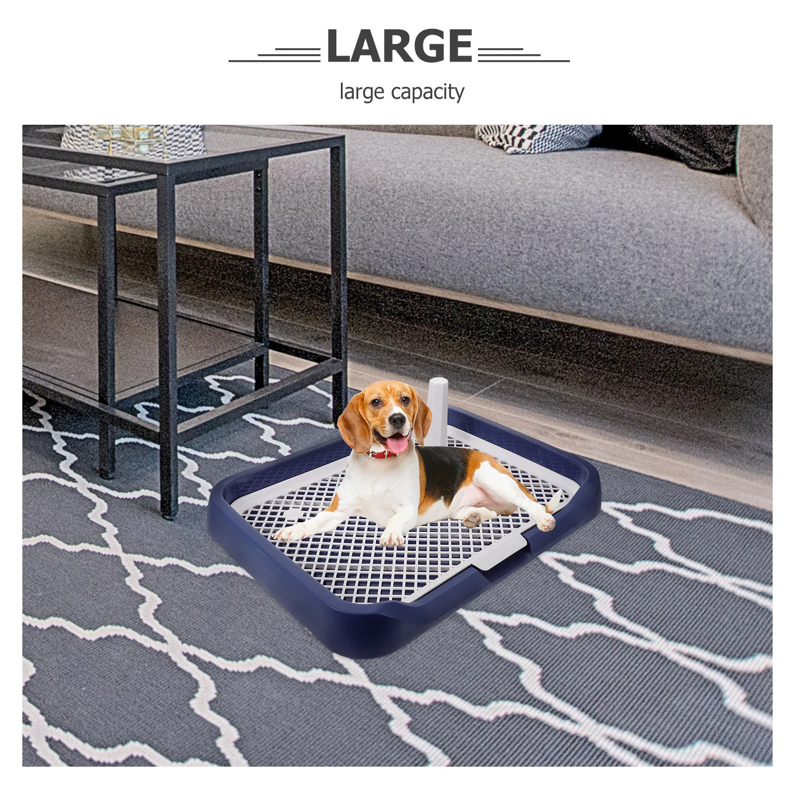 

Durable Plastic Dog Potty Tray Large Capacity Splash-Proof Design Easy to Clean Pet Toilet Indoor Potty Training Pad Holder