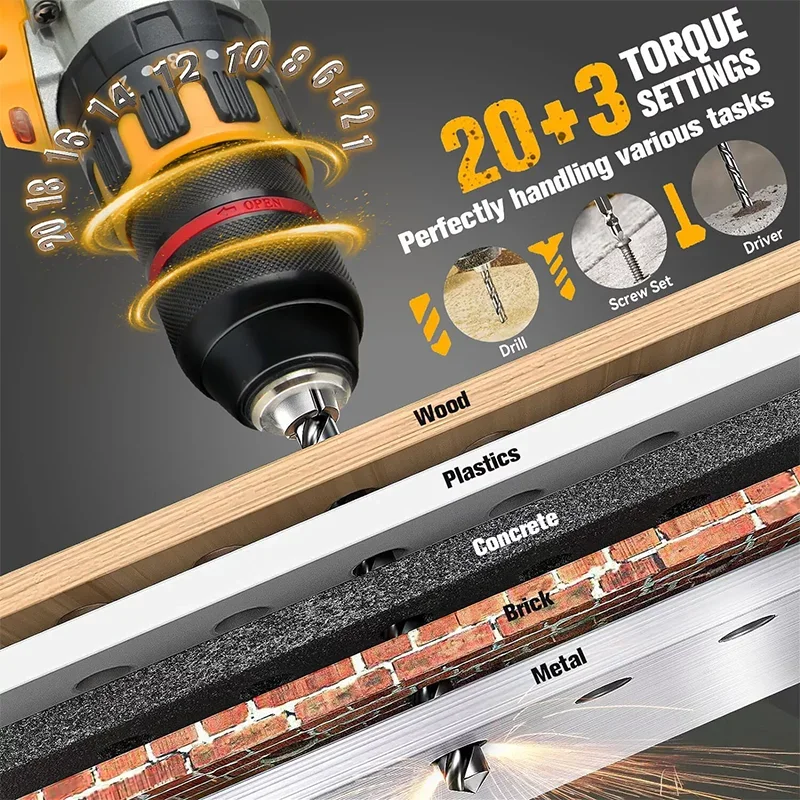 Imagem -06 - Furadeira Compacta sem Fio Bateria de Lítio sem Escova Ferramenta Elétrica para Bateria Dewalt de 20v 2300rpm Dcd791