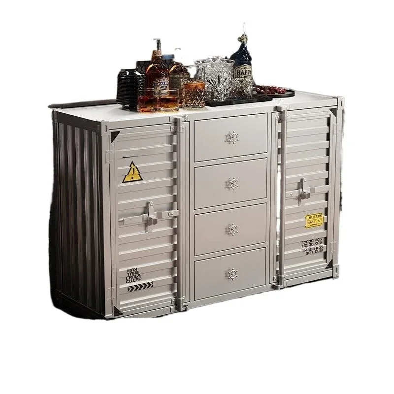 

Retro locker side cabinet, dining table personalized creative chest cabinet, industrial style container cabinet