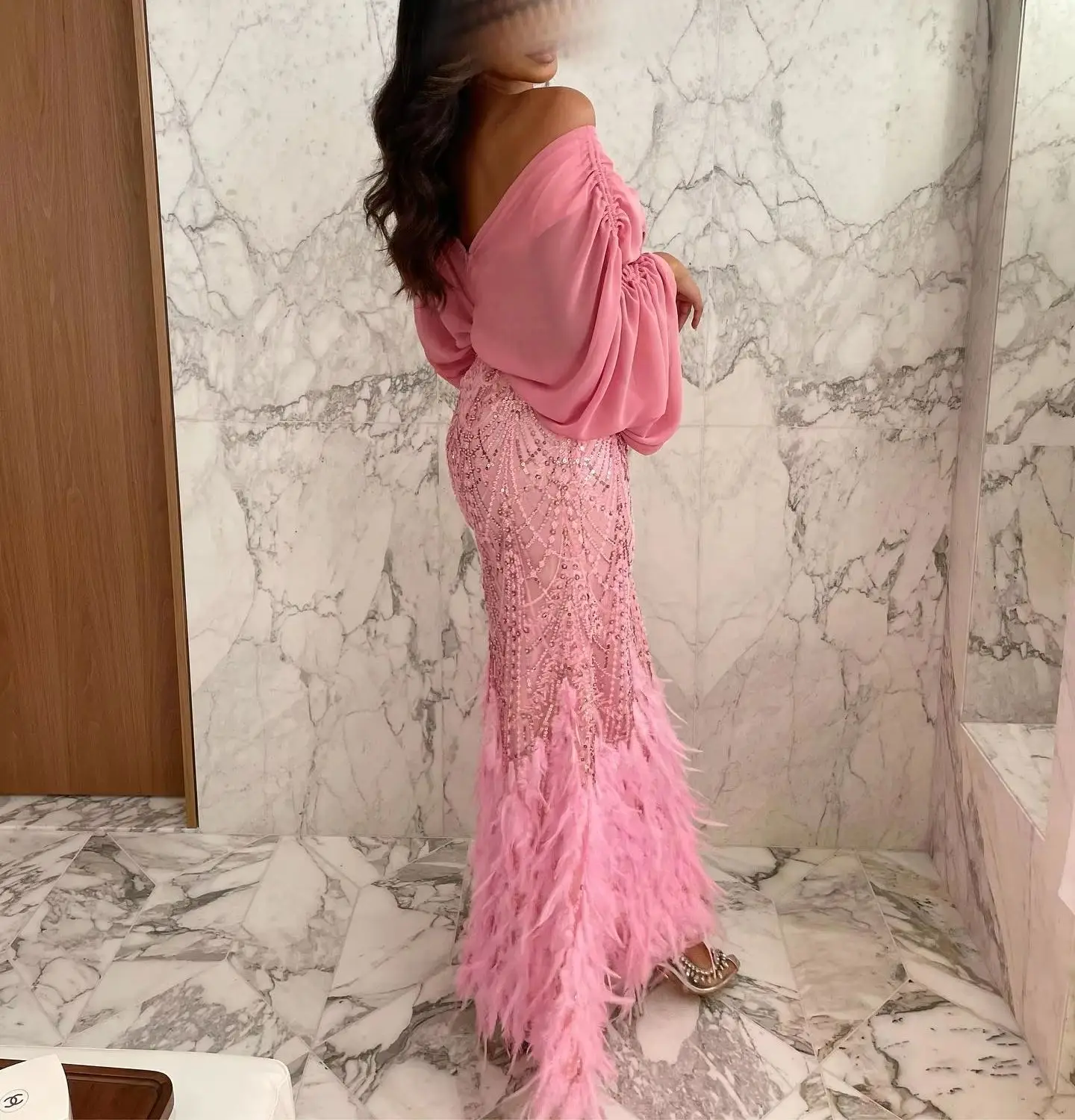 Customized Evening Dresses Fashion V-neck Sheath Cocktail Sequin Fold Chiffon Occasion Prom Dresses For Women’ formal Gowns