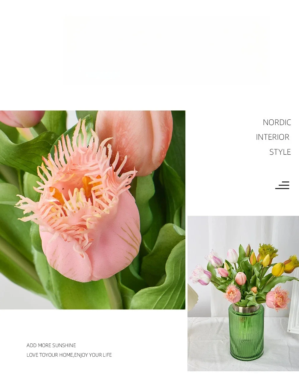 2 Stück Weiche Gummi-Kunstblumen, Künstlicher 5-Kopf-Tulpenstrauß, Gartendekoration, Weiße Blume, Simulierte Tulpe, Tischdekoration – Detail 4