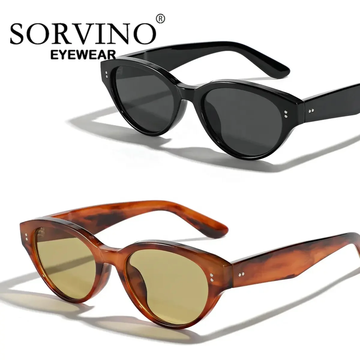 SORVINO Small Cat Eye Sunglasses Women Cute Skinny Eyewear Retro Vintage Narrow Cateye Sunglasses Brand Designer Shades Fashion