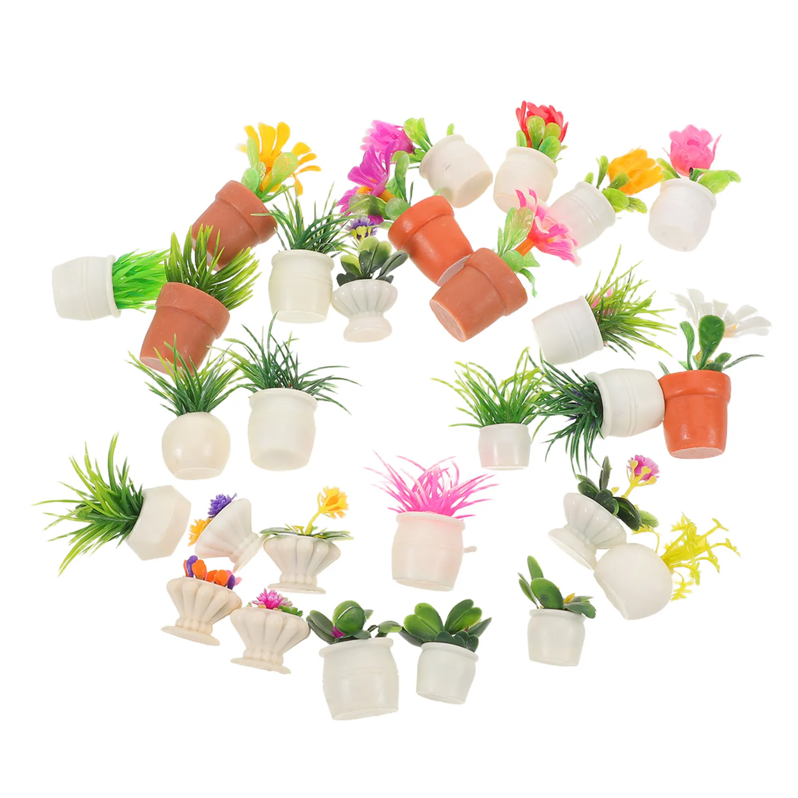 28pcs Mini Resin Potted Plants Bonsai Decor Fake Greenery for Office Home Study Desk Mini Flower Pot Decor