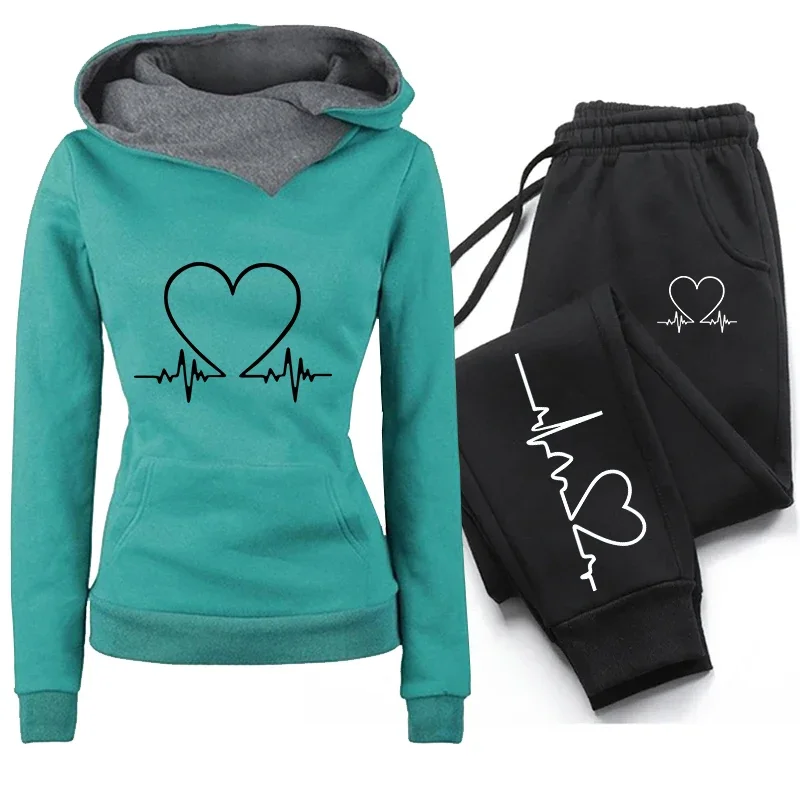 Women's Tracksuit Printing Casual Hoodie Sweatshirts Outdoors Sports Jogging Clothing Autumn Winter Quality Fashion Sportswear