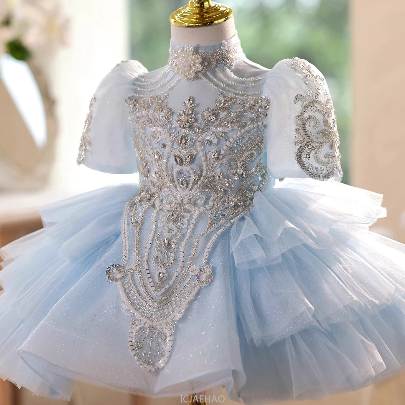 Party Dress Children Stunning Girls Host Princess Gown Costume Kids Piano Recital Birthday Flower Girl Wedding Dresses Outfit