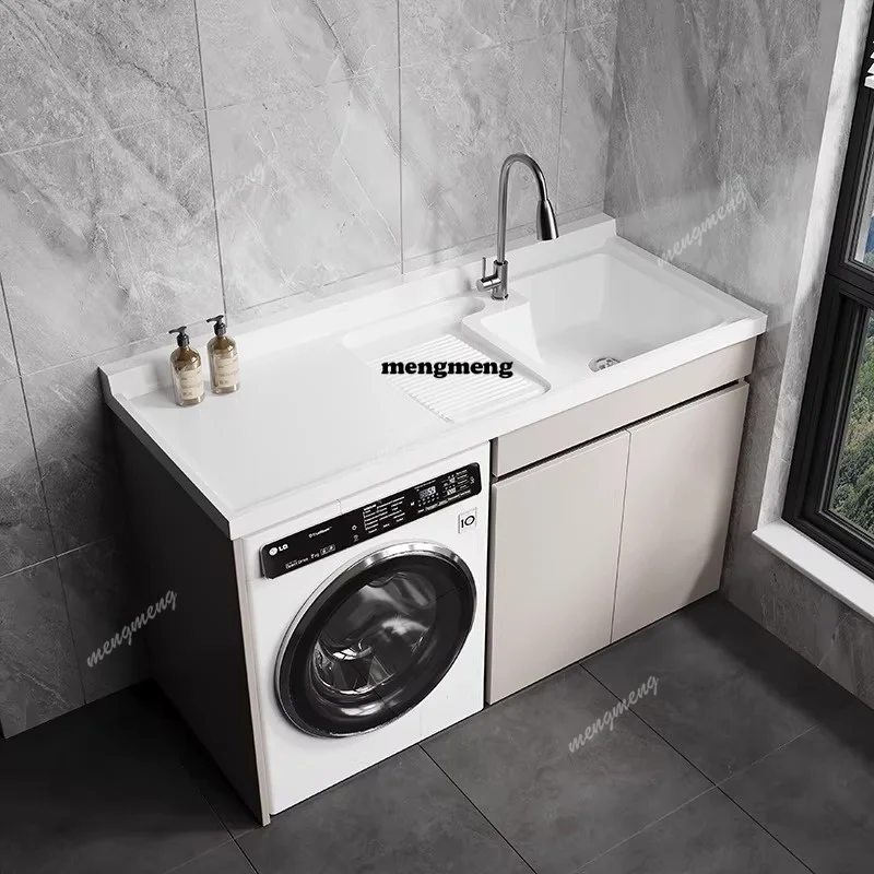 Nordic Creative Honeycomb Aluminum Balcony Laundry Cabinet Customizable Sink Washboard Washer Combo Bathroom Furniture