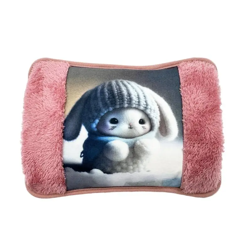 Borsa acqua calda elettrica da 500W Scaldotto elettrico con stampa a tema: Fluffy Rosa