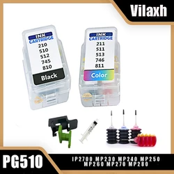 Vilaxh-canon、スマートカートリッジ、pg 510、cl 511、445、446、810、811、512、513、145、146、245、246、745、746 xl用の詰め替えカートリッジ