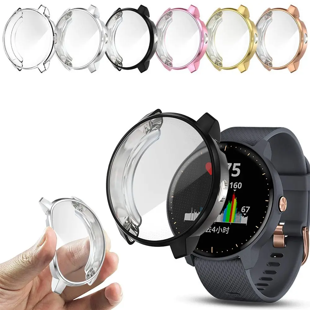 Luxury Electroplated Slim Screen Film Silicone Shell TPU Watch Case Protective Cover For Garmin vivoactive 3 Music